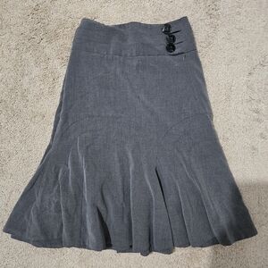 Elevenses Charcoal A-Line Skirt with Button Detail